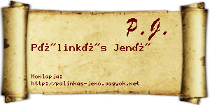 Pálinkás Jenő névjegykártya